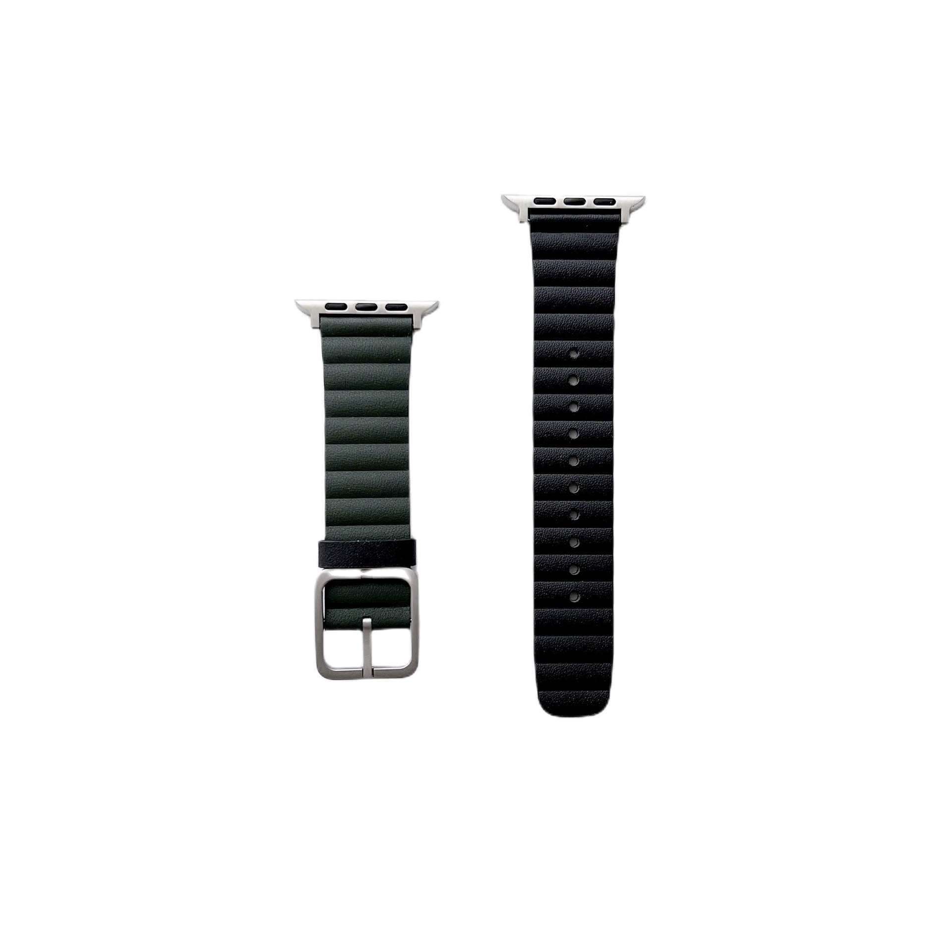 Apple double-sided bamboo watch strap, genuine leather with multiple color configurations