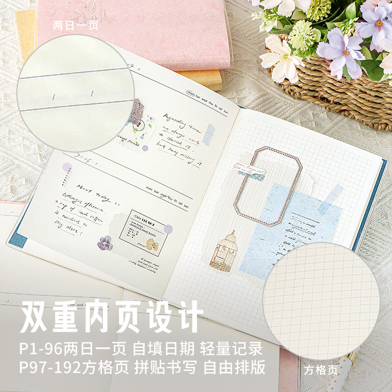 NOTE FOR B6TPU Funda de goma Cuenta manual para pasar el tiempo, simple y ligero, diario de cuenta autocompletado retro, bloc de notas