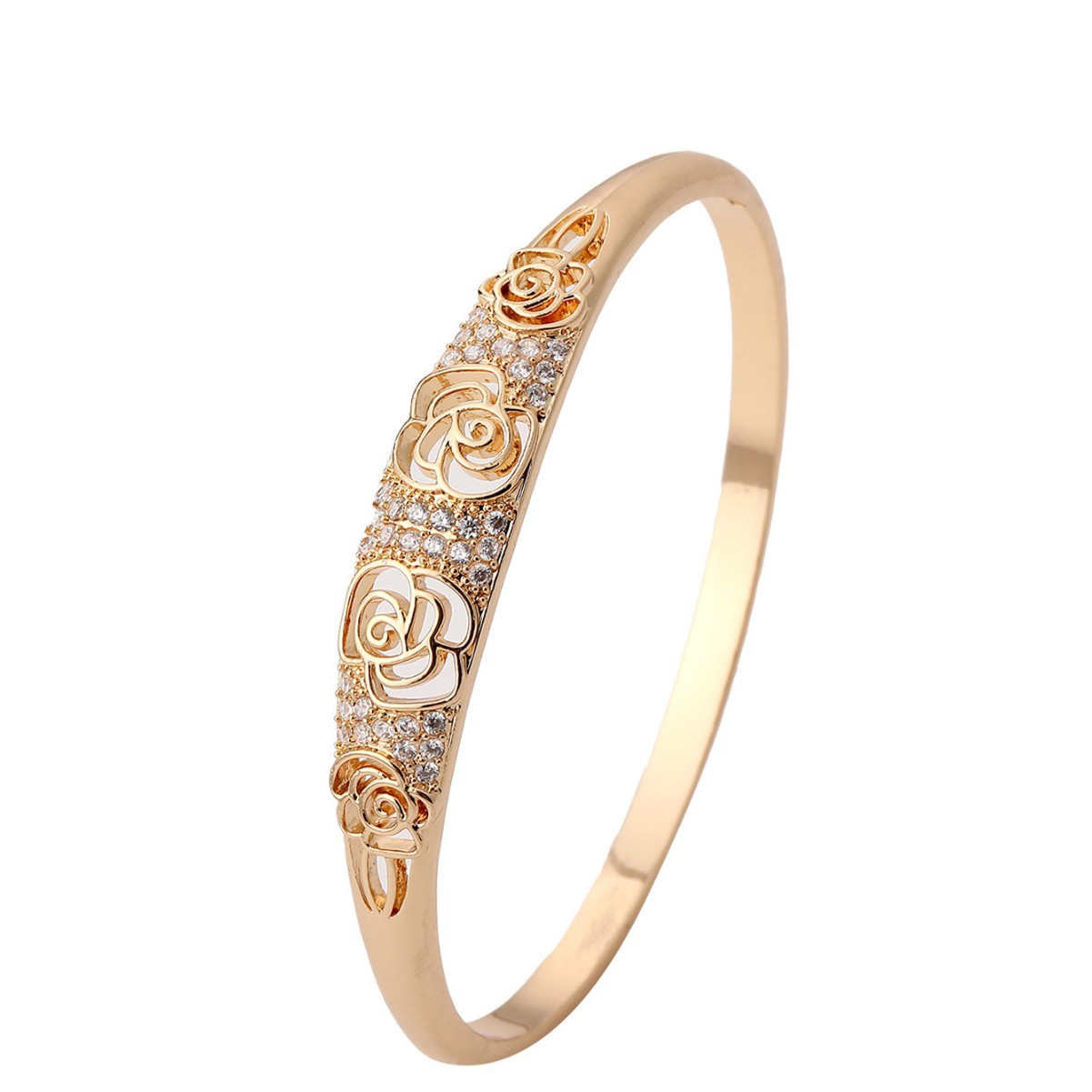 fashionable retro copper bracelet with zircon