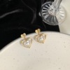 Earrings, retro brand silver needle from pearl, simple and elegant design, Korean style, silver 925 sample, internet celebrity