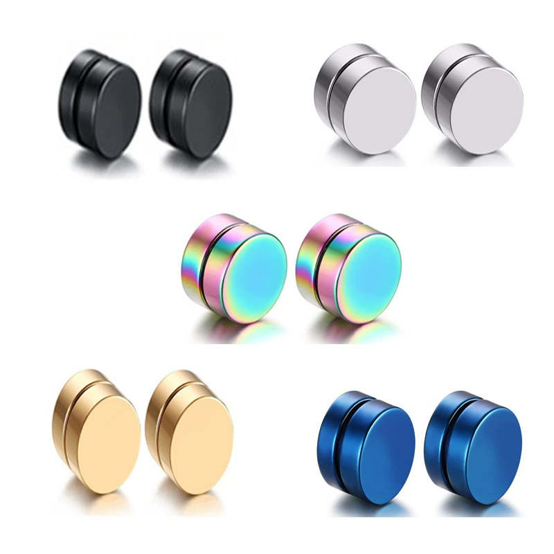 Модная Корейская версия серег без ушей, серьги, магнитные мужские зажимы для ушей, заводские прямые, одиночные, простые круглые