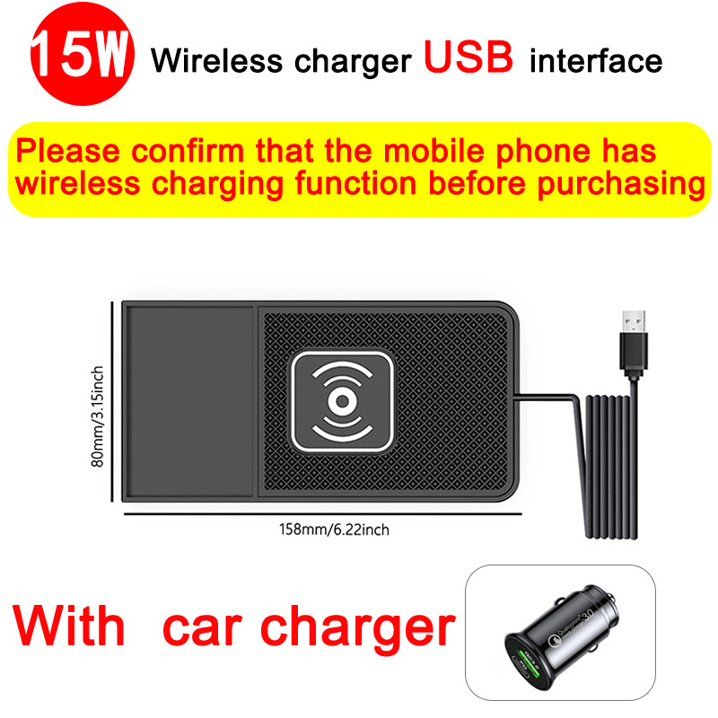 Car Wireless Charging Pad 15W Mobile Phone Wireless Charger with Step Design for Car Use, New and Suitable for Apple 17