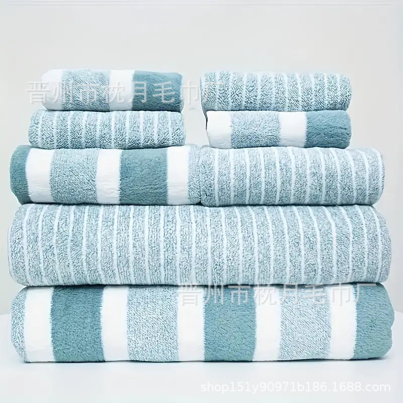 8-piece cross-border coral fleece wide and narrow towel bath towel combination household thick soft absorbent hair generation