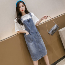春秋季牛仔背带裙女韩版学生小清新中长款学院风长裙