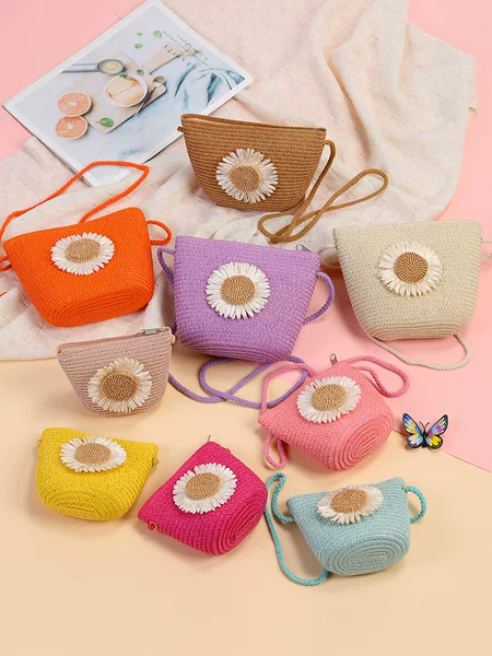 Lazy Style Straw Bag Seaside Beach Woven Straw Bag 2025 New Kidsren's Bag Female Cute Crossbody Bag Fashion