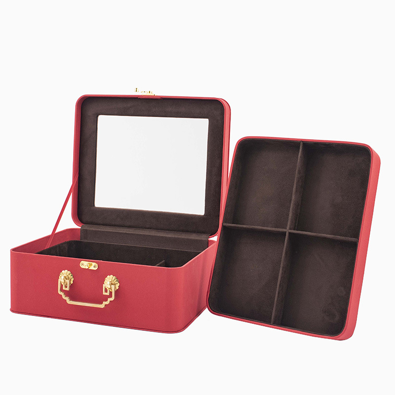 Cosméticos portátiles personalizados damas de honor casadas caja de regalo de mano espejo de doble capa caja de joyería de superfibra image 3