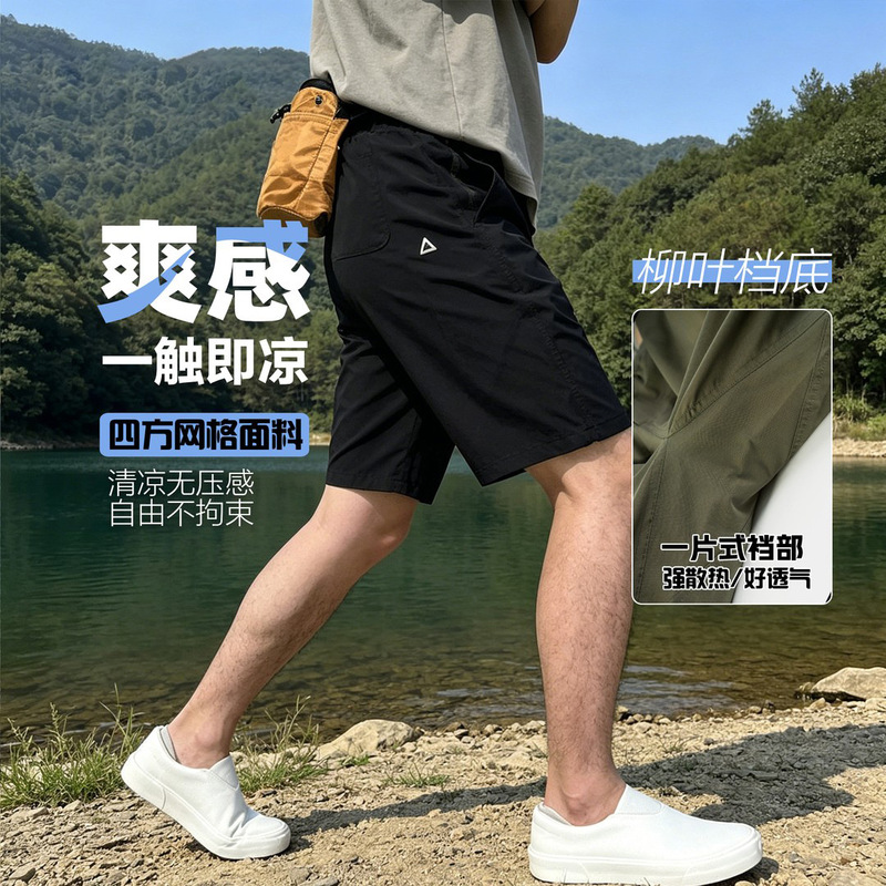 2026 Summer Thin Fashion Breathable Shorts New Trendy Brand Triangle Logo Shorts Men's Loose Versatile Casual Pants