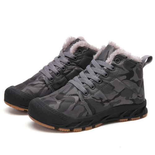 Cross-border new winter medium and large children's cotton shoes plus velvet and thickened large cotton snow boots outdoor warm and non-slip large children's cotton shoes