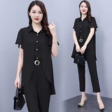 时尚洋气流行雪纺套装女装2025夏季气质显瘦小香风两件套