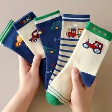 【5双包邮】儿童袜子男童中筒袜秋冬男孩卡通童袜学院风运动袜潮