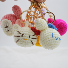 丑萌丸子掛飾毛線動物鑰匙扣手工編織可愛創意伴手禮包包掛件配飾