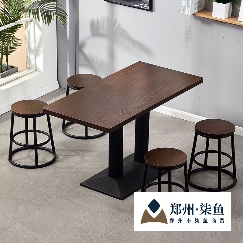 Fast Food Dining Table and Chair Set Combination Hotel Restaurant Snack Catering Commercial Table Milk Tea Shop Cafe Small Round Square Table