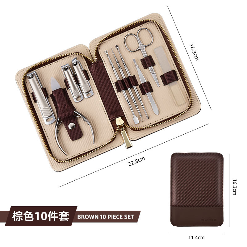 工厂批发指甲刀套装家用不锈钢指甲剪刀工具美容套修甲美甲10件套|undefined