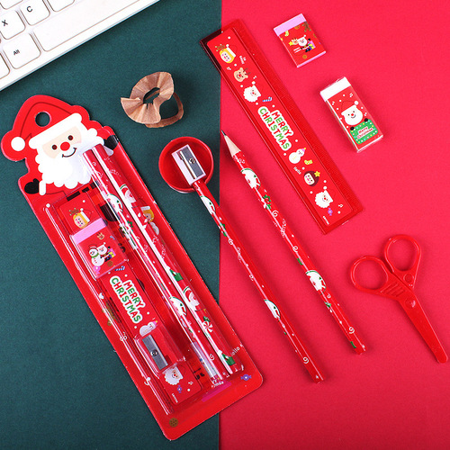 Christmas stationery set pencil set student five-piece set kindergarten children's painting supplies Christmas small gift