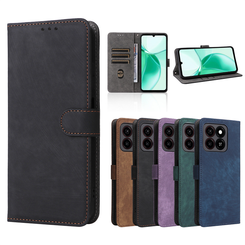 Compatibel met A35/A55 ZTE Blade A55 telefoon antidiefstal leren hoesje met veegfunctie_voghion.com