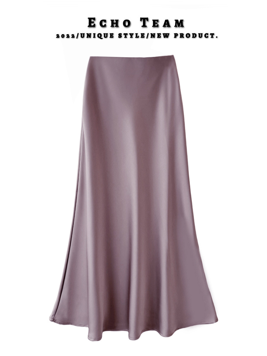 L'Été Vêtement De Rue Couleur Unie Polyester Acétate Tissu Robe Mi-Longue Jupes display picture 12