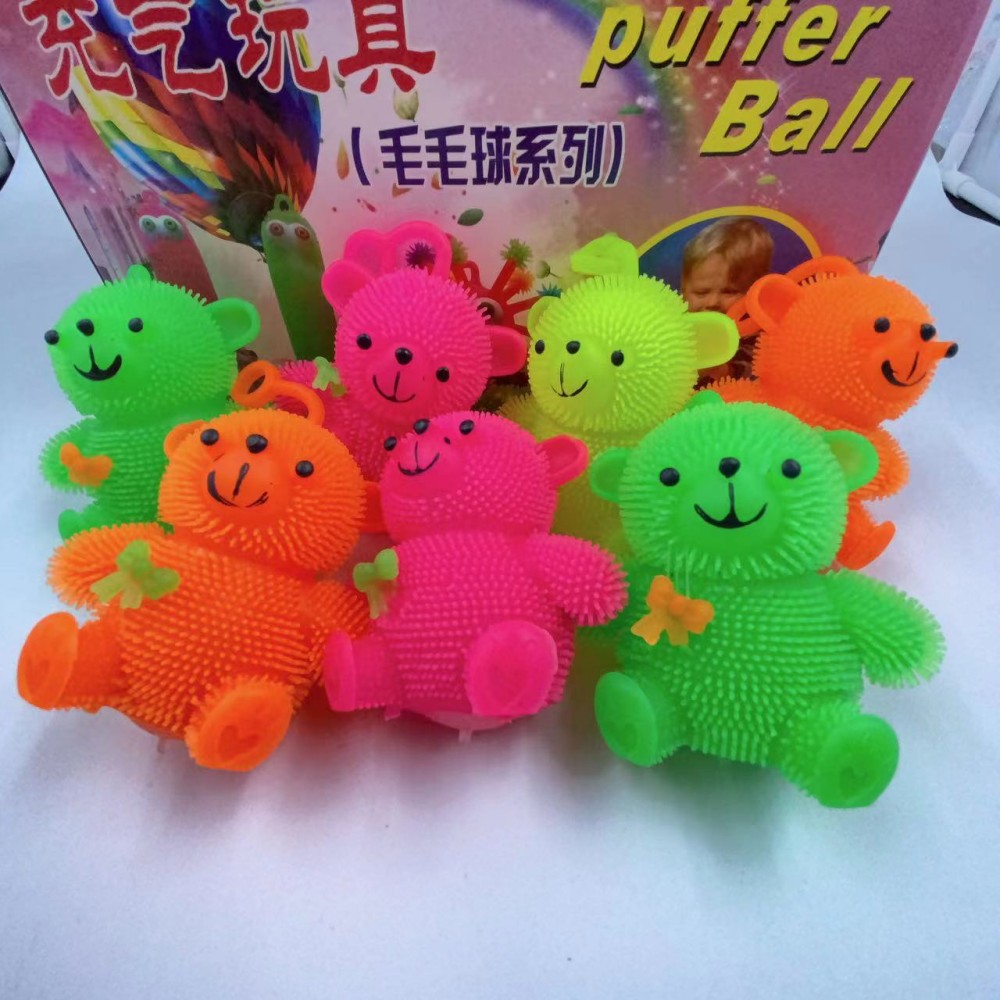 Animal de dibujos animados pellizco música elástico luminoso lindo oso de peluche flash bola de ventilación de descompresión puesto de regalo lote