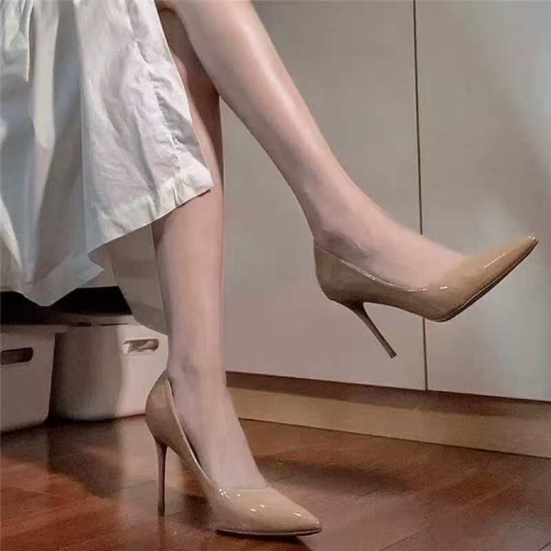 Nude high heels, stiletto heels, 2024 new spring/autumn collection, French-style pointed-toe, shallow-cut, versatile, elegant, and professional women's shoes