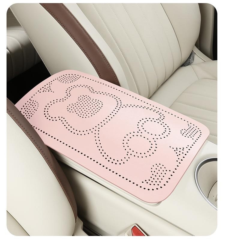 2026 New Cartoon Cola Bear Jelly Leather Car Armrest Box Mat Yellow and Black Armrest Box Mat