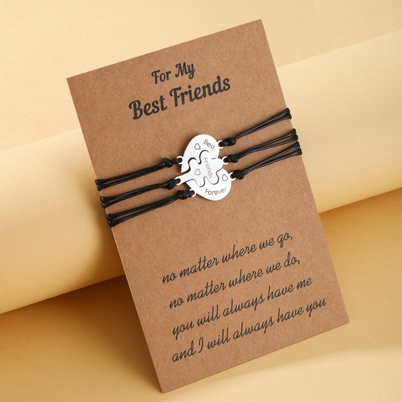 Cross-border Stainless Steel Love Splicing Best friends forever Friendship Card Bracelet suit