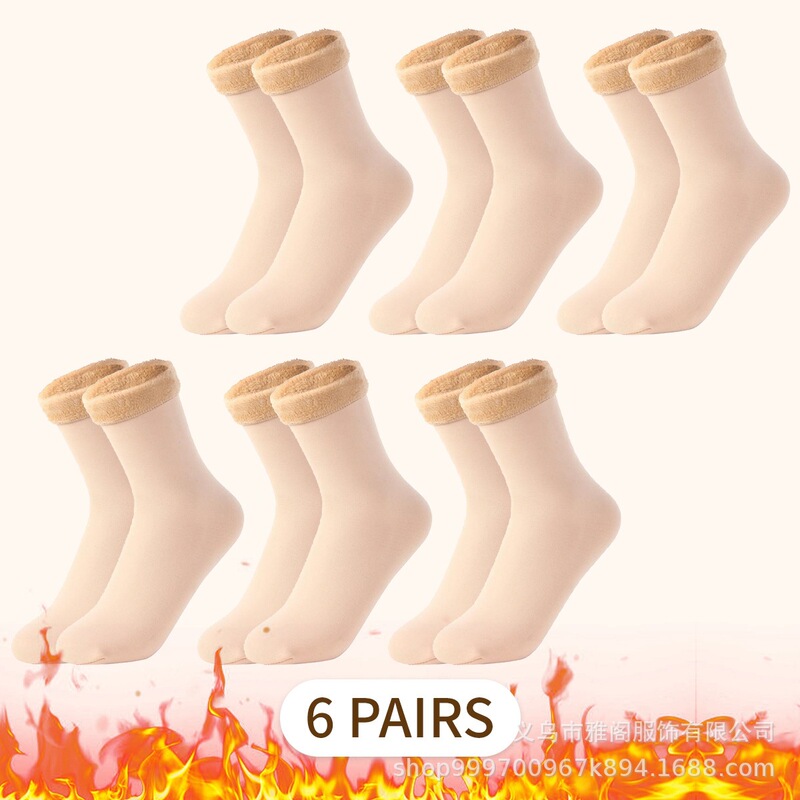 Clearance Sale: Women's Autumn and Winter Thickened Fleece-Lined Nude-Colored Socks, Plush Warm Cotton Mid-Calf Snow Socks Clearance Sale: Women's Autumn and Winter Thickened Fleece-Lined Nude-Colored Socks, Plush Warm Cotton Mid-Calf Snow Socks