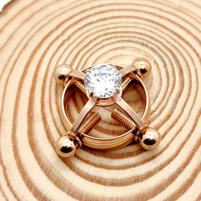 Cross-Border Hot-Selling Non-Perforated Adjustable Stainless Steel Zircon Body Piercing Jewelry Nipple Ring Electroplated Nipple Ring Clip detail image 9