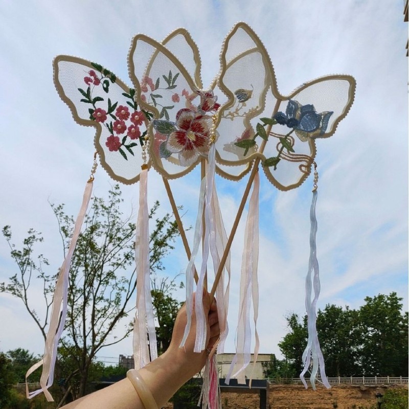 刺绣扇子古风绣花团扇 古风汉服扇古典扇 舞蹈扇团扇旗袍扇 圆扇|undefined