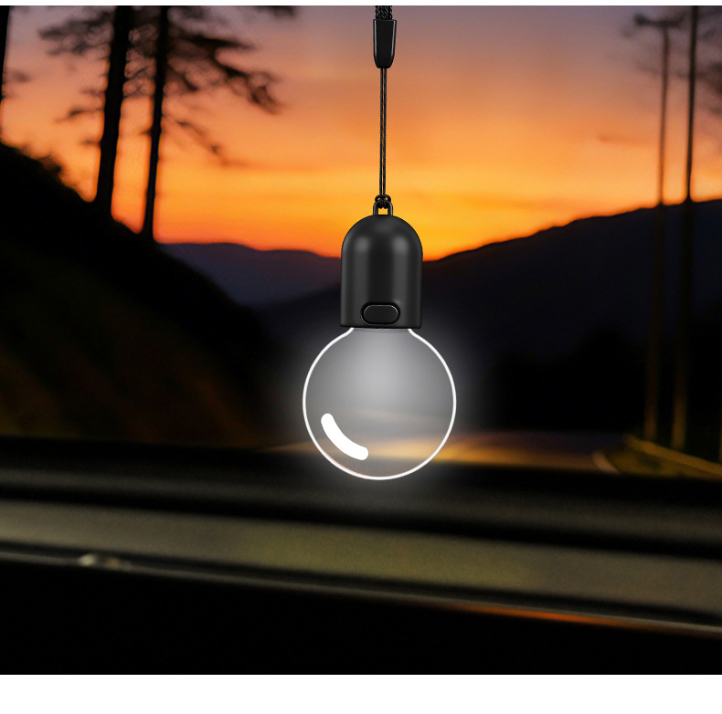 Retro Small Light Bulb Car Atmosphere Light, Wireless Car Hanging Ornament, Rearview Mirror Decoration, Interior Car Modification Decorative Light