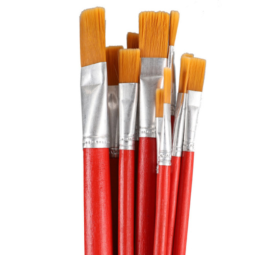 Oil paint brush red rod nylon hair oil paint brush watercolor gouache children's painting pen brush manufacturer wholesale