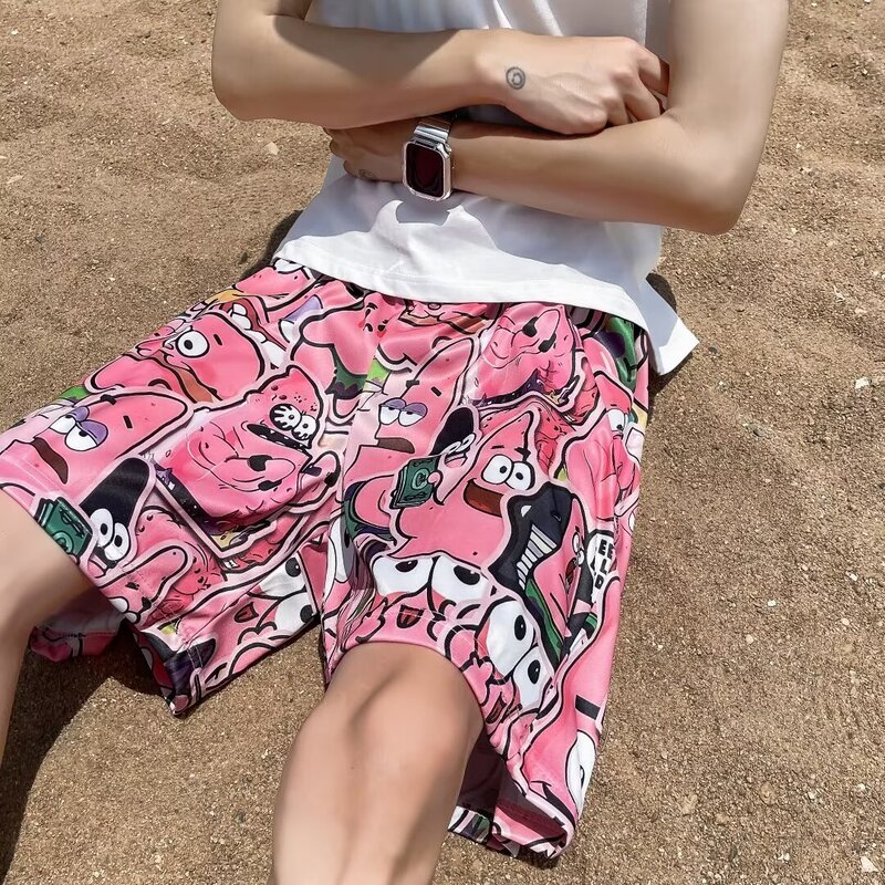 Summer Cartoon Beach Pants Spai Star Ins Trendy Shorts Spongebob Boys Basketball Sports Pants Boyfriend