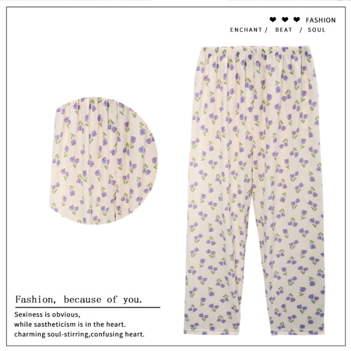 Pantalones de dibujos animados lindos pantalones de pijama elásticos de cintura estudiantil en casa pantalones largos de primavera y otoño de verano para mujeres pantalones casuales