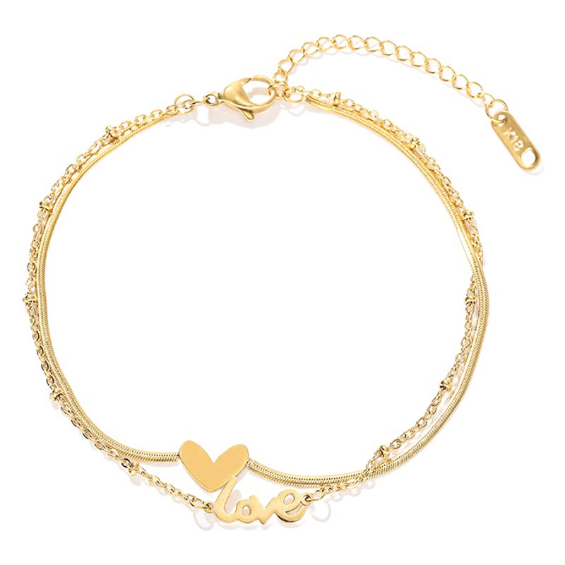 Wenjian tobillera de alto grado femenino ins Internet celebridad no se desvanece tobillera carta amor tobillera simple pie de moda