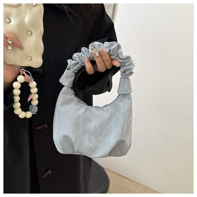 2024 Autumn/Winter ins solid-color stylish handbag with underarm pleats, a gentle Korean-style single-shoulder bag for women undefined