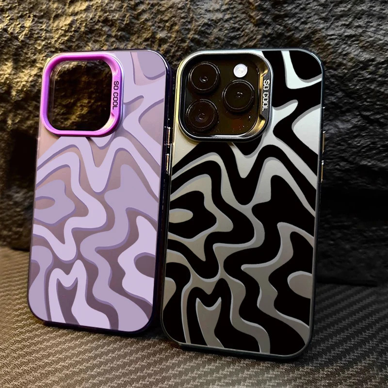 New Striped Design Suitable for Apple 17 Color Silver Case iPhone 15 Pro Creative 13/16 Pro Max Matte Protective Case