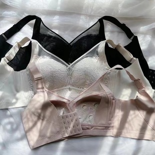Non-rimless Bra CDE100 Large Size Large Chest Small Gathering Adjustable Non-spongy Thin Underwear for Women