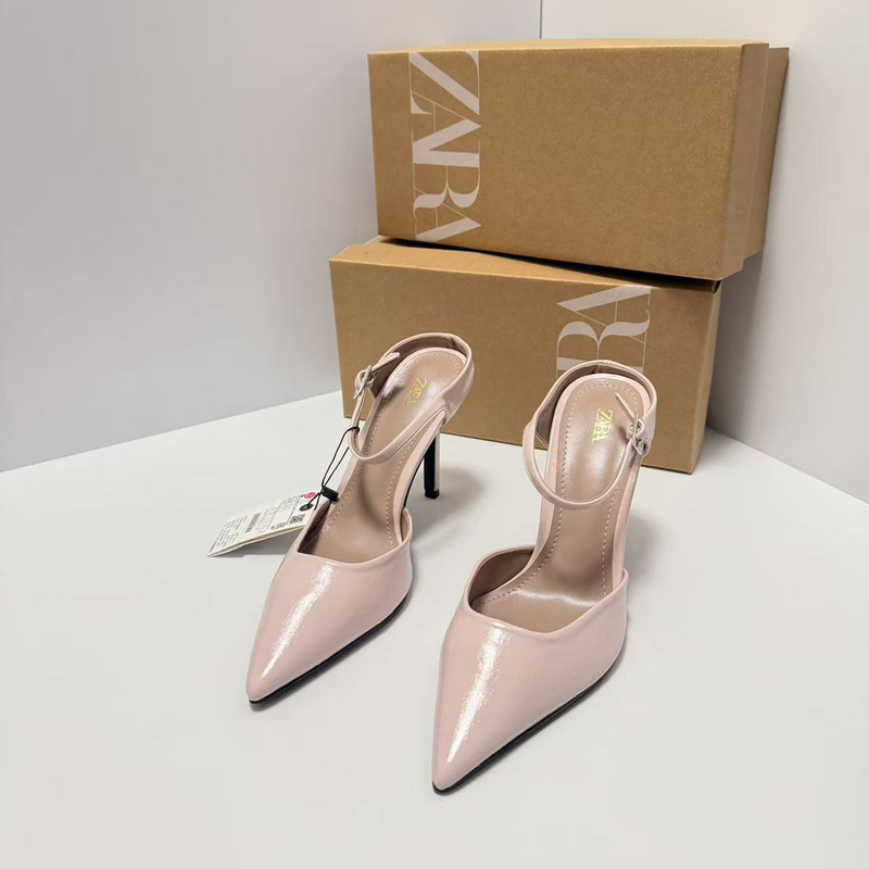 Za2026 New Autumn Women's Shoes, European and American Style High Heels, Pointed Toe, Shallow Back, Buckle Mules, Elegant and Versatile for Women Za2026 New Autumn Women's Shoes, European and American Style High Heels, Pointed Toe, Shallow Back, Buckle Mules, Elegant and Versatile for Women
