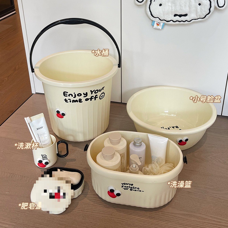 Juegos de lavado de viento crema dormitorio de estudiantes taza de dientes caja de jabón cubo lavabo artículos de primer año conjunto de seis piezas para estudiantes universitarios image 26