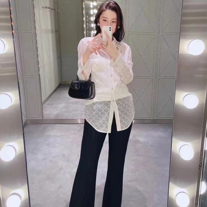 G Home 2025 Korean-Style Loose Shirt, Slim-Fit Simple Shirt, Lace-Trimmed Cardigan, High-End Commuter Wear