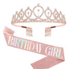 Spot birthday party girl hair hoop BIRTHDAY GIRL etiquette belt crown set rose scallion powder shoulder strap