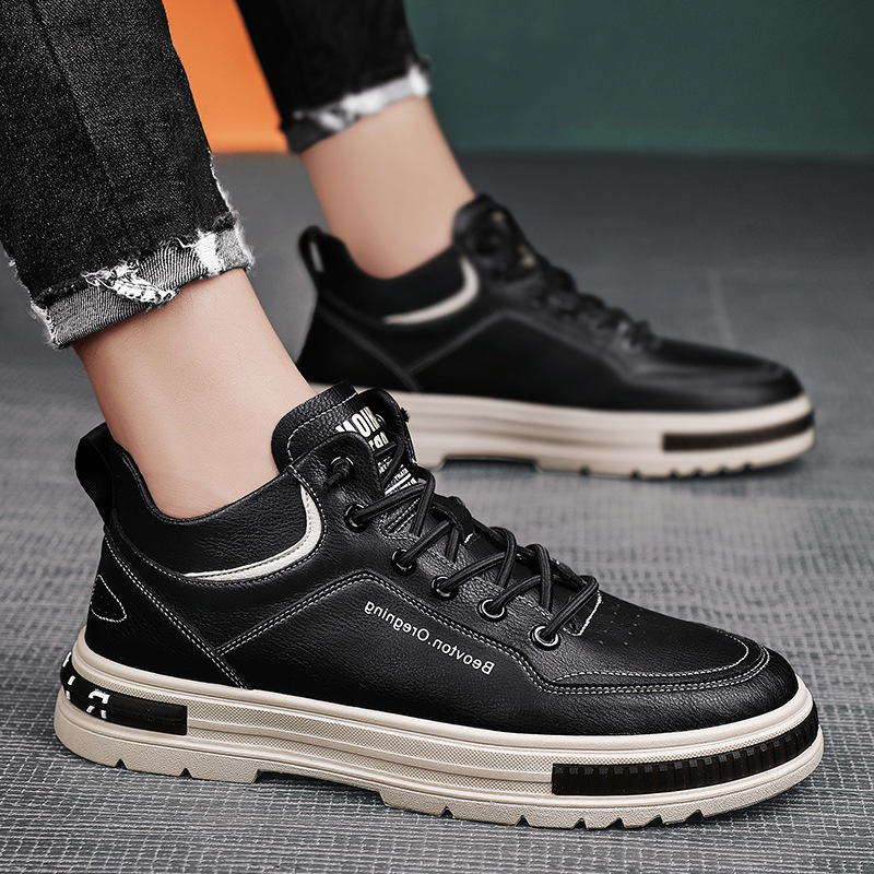 2024 Spring and Autumn Men's Shoes Men's Casual Shoes Leather Work Shoes Men's Fashion Korean Style Sports Trendy Shoes Cross-Border Wholesale