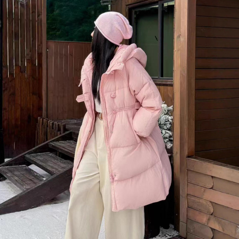 羽绒服女2025冬新款韩版时尚长款过膝连帽白鸭绒洋气外套保暖加厚|undefined