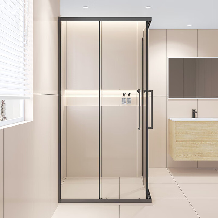 Extremely Narrow Right-Angle Square L-Shaped Shower Room Sliding Door for Dry and Wet Separation in Bathroom Shower Room