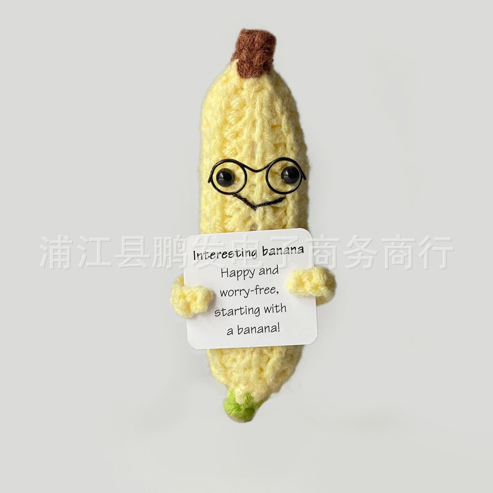 Amazon transfronterizo nuevo lindo energía positiva emocional pepino pepinillo muñeca hecha a mano de punto regalo creativo en stock