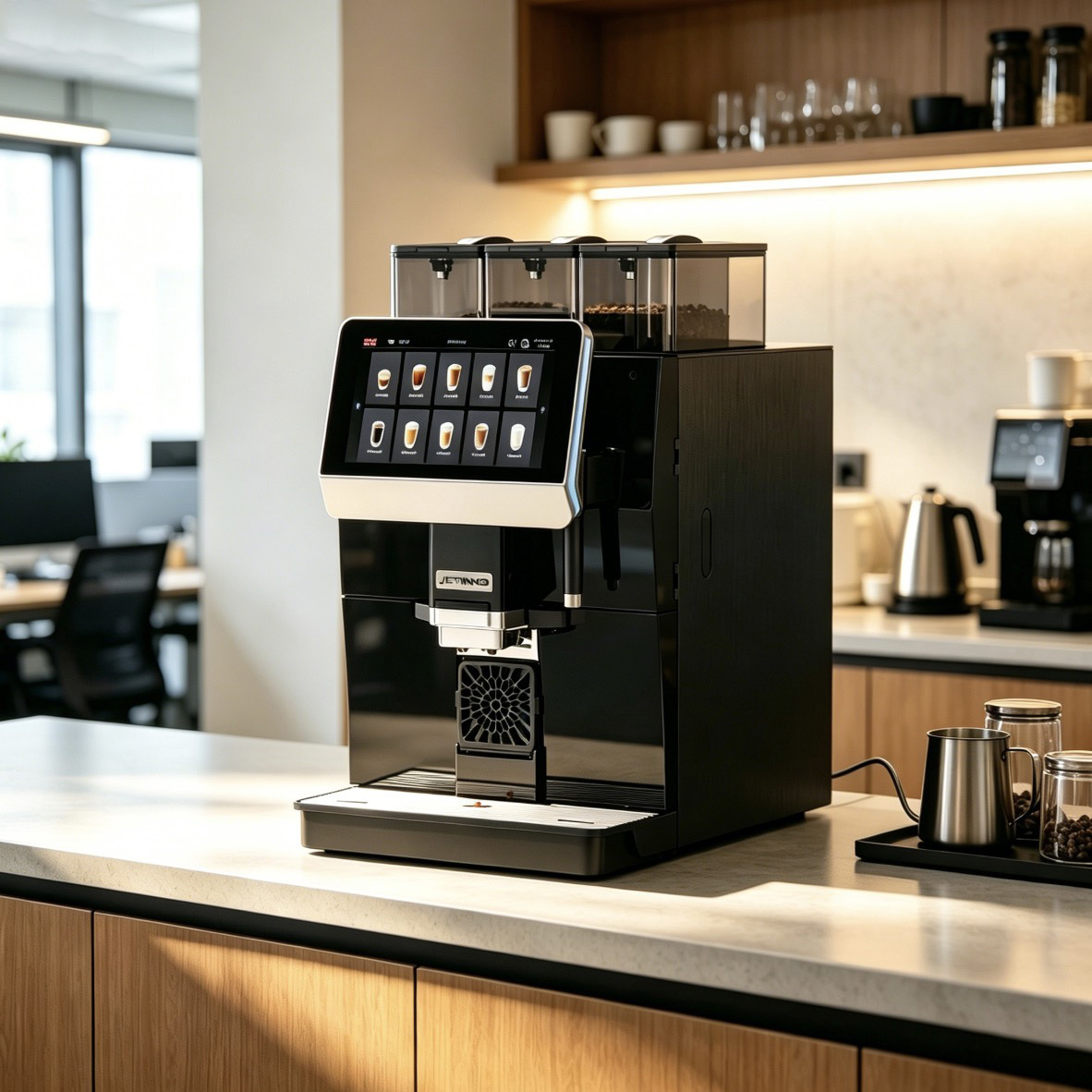 Máquina de café automática técnica de molienda comercial NoJL33 italiano un botón enjuague pantalla de color máquina de café táctil inteligente