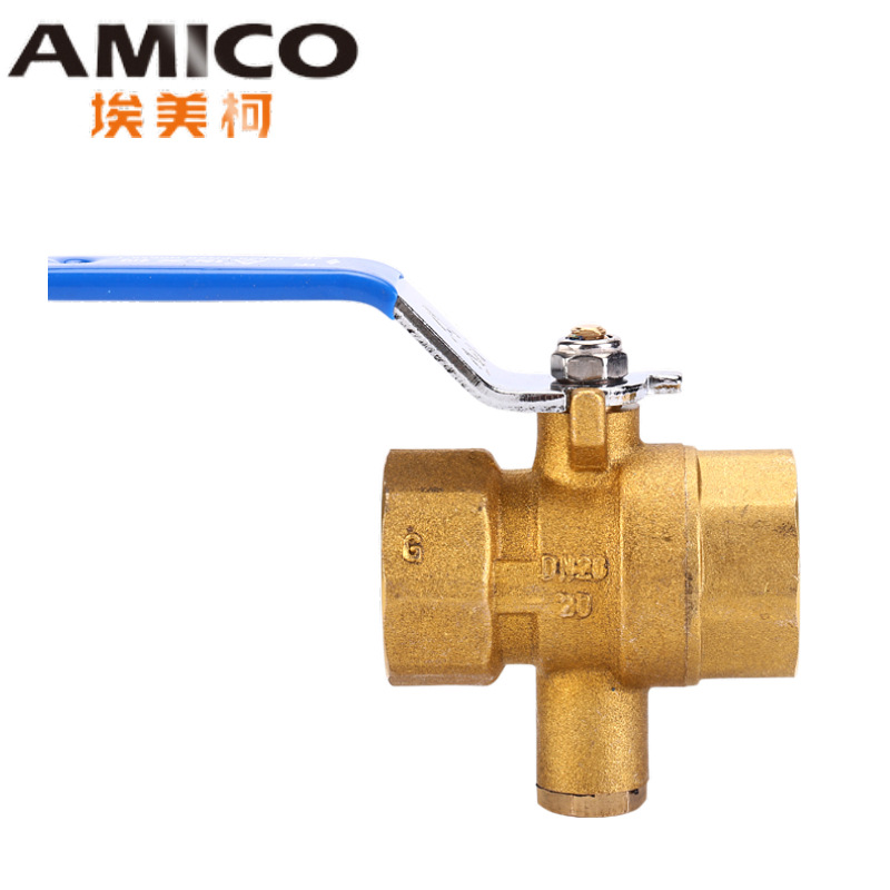 AMICO埃美柯测温1寸DN25DN32黄铜内螺纹加厚暖气回水手动球阀229