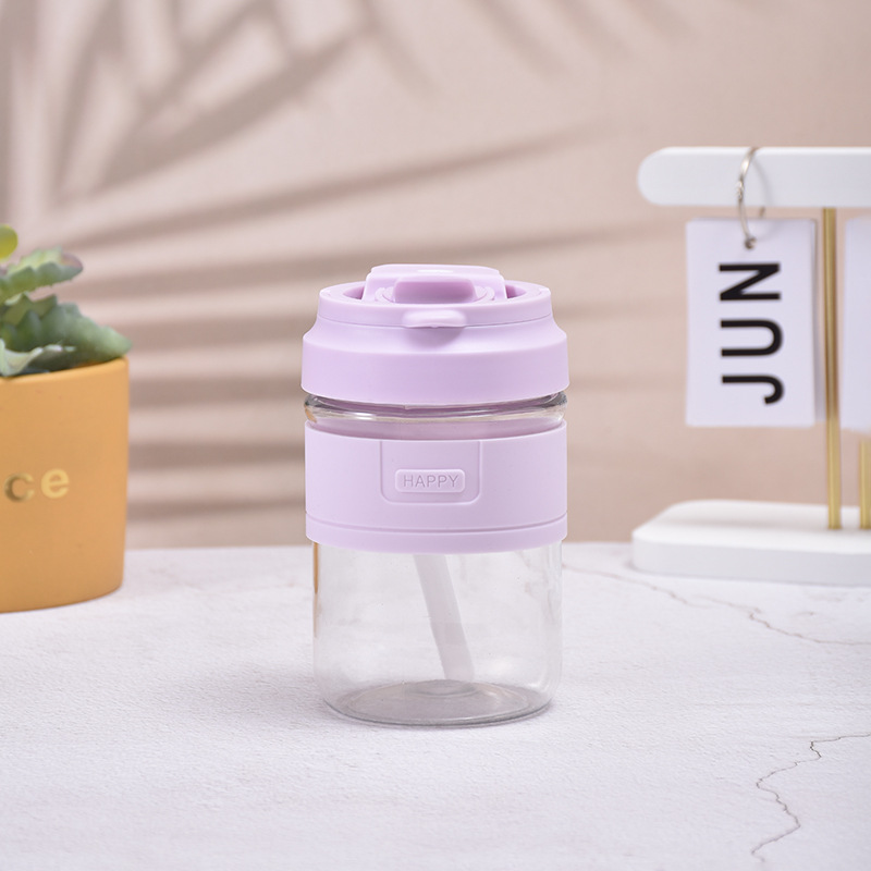 Portable Plastic Water Bottle With Straw For Girls And Coffee_voghion.com