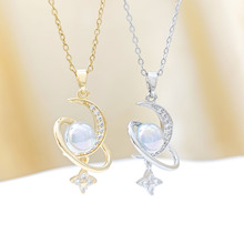 新款流苏星球月亮吊坠项链女轻奢高级感时尚网红锁骨链配饰品批发