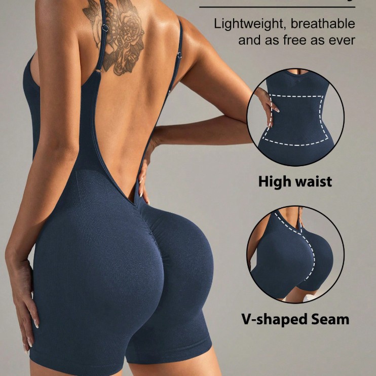 Europa y América transfronterizos back-yoga overalls de alta intensidad pantalones cortos deportivos fitness tight overalls
