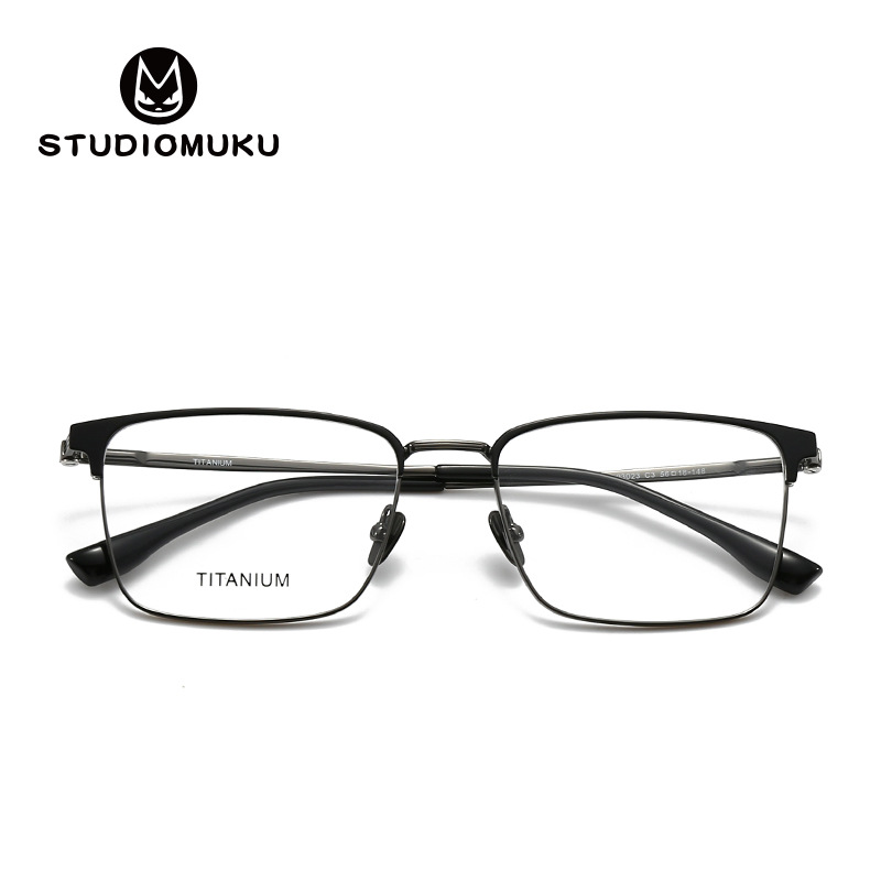 STUDIOMUKU gafas de madera cool aire lleno de negocios temperamento marco de gafas de marco cuadrado medio marco de gafas