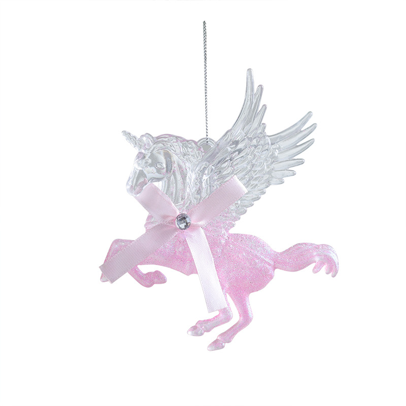 Buscando madera transfronteriza nuevo árbol de Navidad navideño polvo acrílico decoración decoración colgante transparente rosa